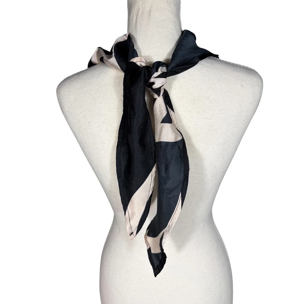 Future Collective x Alani Noelle Satin Scarf Black Cream Abstract
